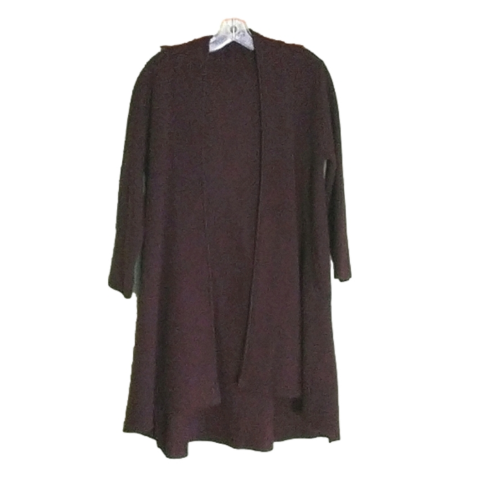 NWT Rolinleer Australian Wool Open Front Waterfall coat size med in plum